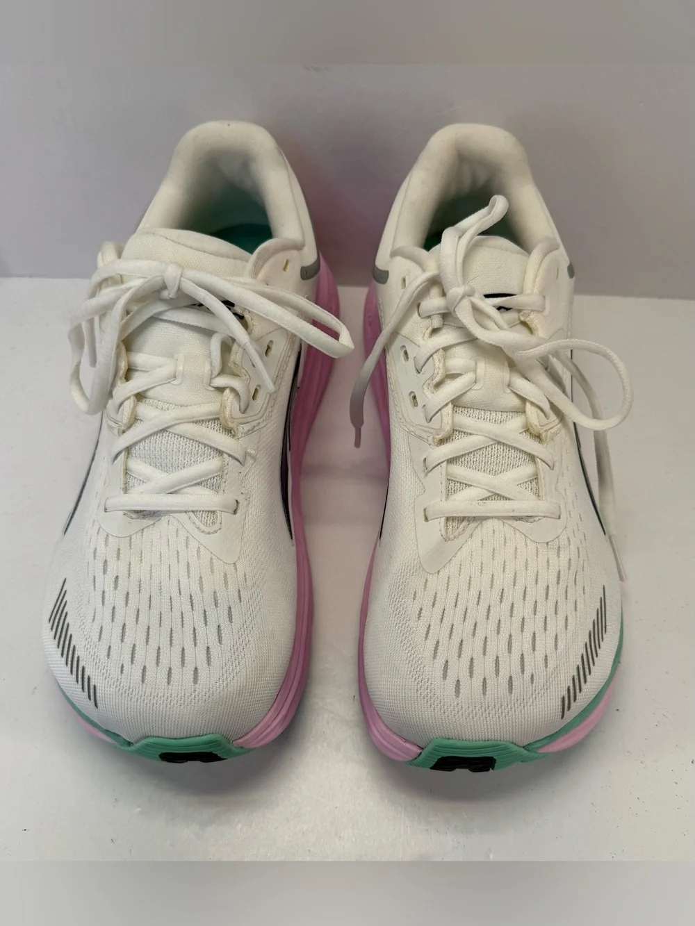 Altra Via Olympus max cushion White Running Sneakers with Pink & Mint womens 8.5
